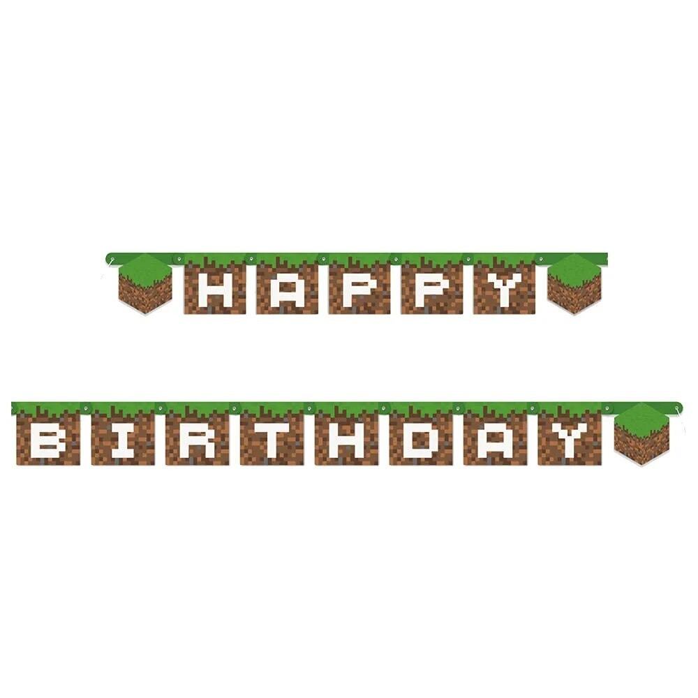 Minecraft Happy Birthday Banner – 7.82ft Jointed Gamer Party Décor by Mojang